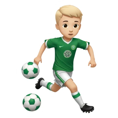 6 years old boy footballer running playing soccer wearing celtic footballer uniform ( jersey) # 17 in the jersey !  sticker
