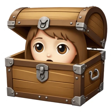 Situation: When you miss someone but can’t contact them . Emoji description:A treasure chest-shaped box containing several photos inside. The box has eyes and a sad facial expression. The photos are of people or animals you can no longer reach or contact. sticker
