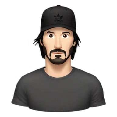 no facial hair keanu reeves with a black addidas cap sticker