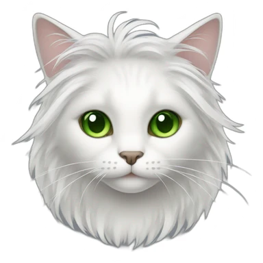 cat with white hair and gray highlights, green eyes, longhair sticker