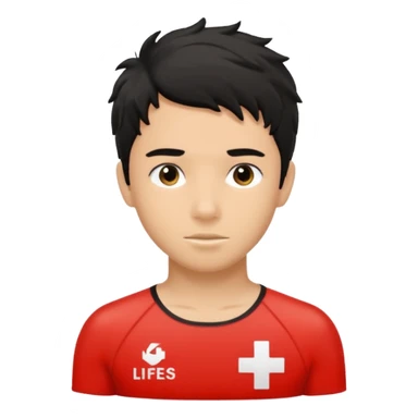 Lifeguard Teenager with Black messy hair saving lives sticker