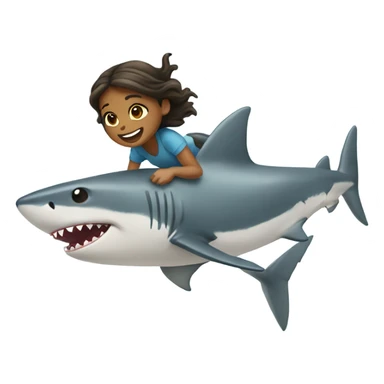Girl flying with a shark sticker