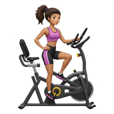 Woman in training clothes: dark snail hair on an ergonomic gym bike sticker