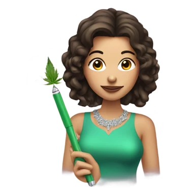 Brunette woman holding a sparkly weed pen   sticker
