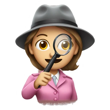  female detective wearing pink holding magnifying glass sticker