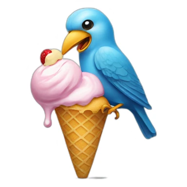 bird eat icecream sticker