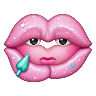 Pastel pink kiss mark glittery sticker