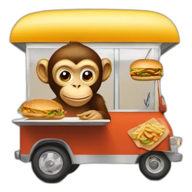 Monkey on a Foodtruck with a Burger  sticker