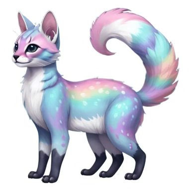 Colorful nebulae nebula starry galactical shiny tropical pale light fruity pastel white glorious iridescent divine exotic cute cool beautiful realistic antasy-caracal-civet-genet-sergal-vernid-Cacomistle-Trico-oncilla-animal-Fakémon-hybrid-fursona (full body) sticker
