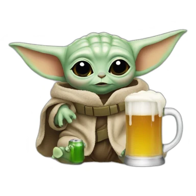 Baby yoda drink a beer sticker