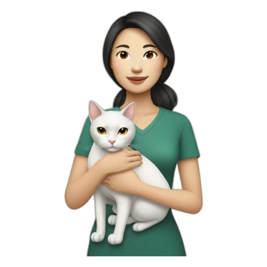 Vietnamese woman with a cat sticker