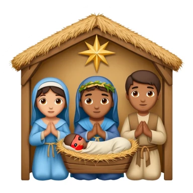nativity scene in a manger with humans with Mediterranean skin color sticker