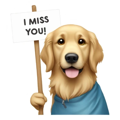 Golden retriever holding a sign that says I miss you ryder  sticker