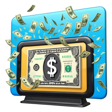 a street billboard advertisement money falling down in front of it sticker