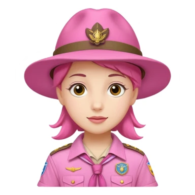 scout bpy with very pink scout uniform including hat sticker