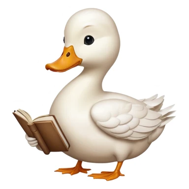 white duck holding book sticker