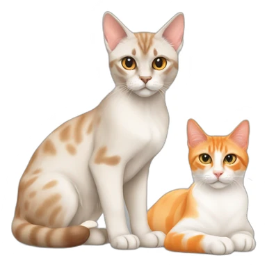 one lynx point siamese cat with one orange and white cat and one orange and orange tabby cat sticker