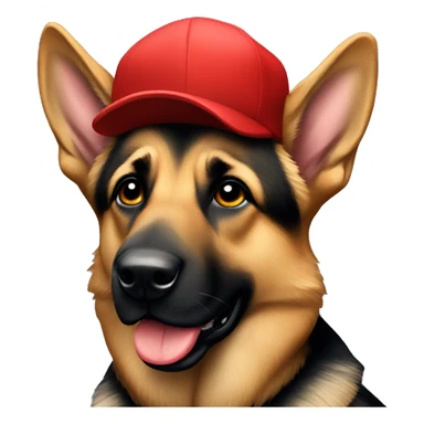 German Shepard with a red cap on  sticker