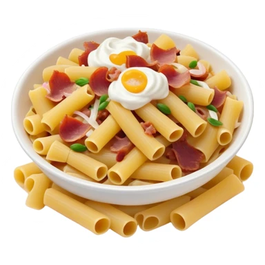 I want a pasta emoji with lardons, onions and fresh cream pls babe with an emoji style sticker