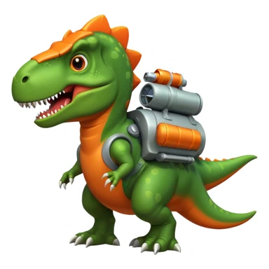 rocket-propelled dinosaur portrait, head and shoulders only, cute T-rex face, rocket pack visible behind shoulders, glowing thrusters, 3D cartoon, mobile game icon style, clean background, no text, no watermark sticker