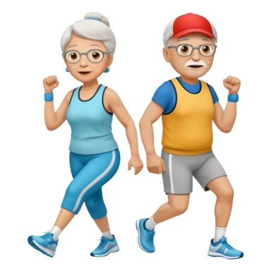 light skin grandma and grandpa work out and They have neutral colours of sport clothes sticker