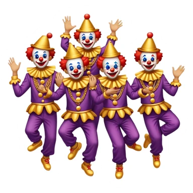 clowns with golden chain on the neck dancing. full height  sticker