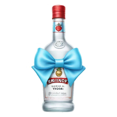 smirnoff vodka bottle with a small light blue bow on it sticker