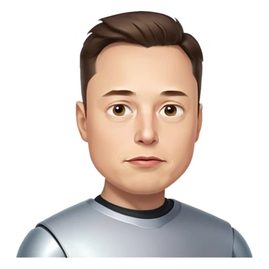 A photorealistic emoji-style illustration of Elon Musk's head, no neck, slightly turned to the right with a concerned expression. Highly detailed, with realistic skin, hair, and lighting. Transparent background. sticker