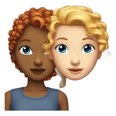 red-haired curly girl next to a blonde girl with blue eyes sticker