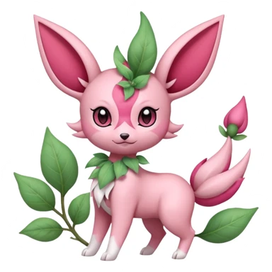 Rosy floral romantic cute kawaii Ivy-Scizor-Sylveon-Leafeon-Pokémon-Digimon-Fakémon-hybrid-fusion-creature sticker