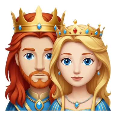 Red hair king, blonde queen, blue eyes sticker