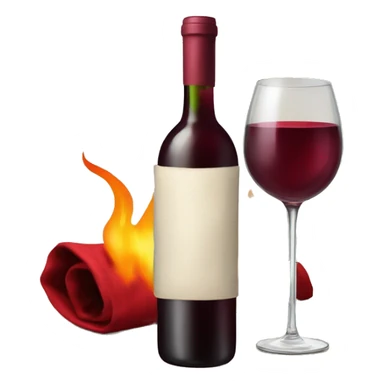 Bottle of wine with flaming cloth sticker
