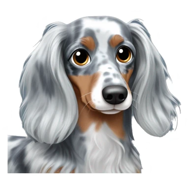 long haired dapple blue merle dachshund with one eye blue and one eye brown sticker