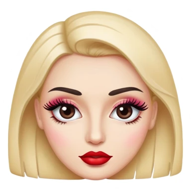 Eyeroll face with eyelashes and lipstick  sticker