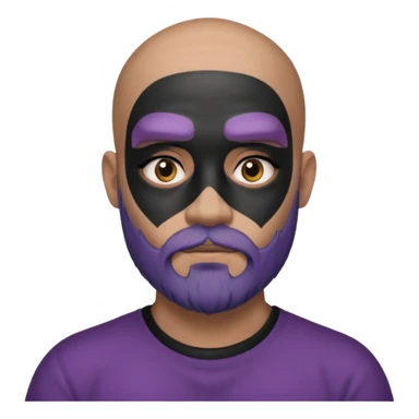bald purple bearded man with black face tattoo sticker