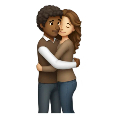 Brown man and white brown hair woman hugging sticker
