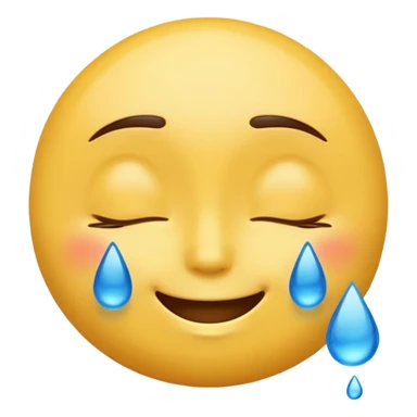 Yellow round emoji with closed eyes and a gentle smile—two wide, bright blue tears flow from under each eye. Glossy, 3D emoji style. sticker