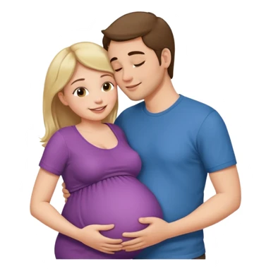 Femme enceinte homme fais bisous sur le ventre sticker