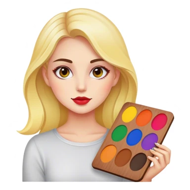 designer girl with a palette colours or a computer in design program or a pen sticker