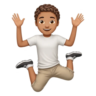 brown boy with braids jumping sticker