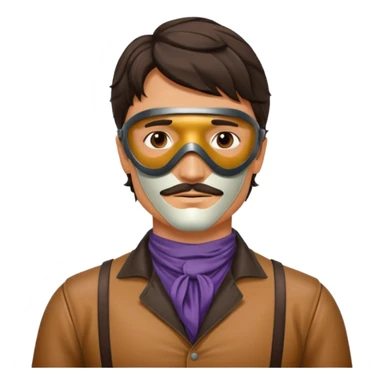 pedro pascal with leather eye mask and leather halter neck blouse sticker