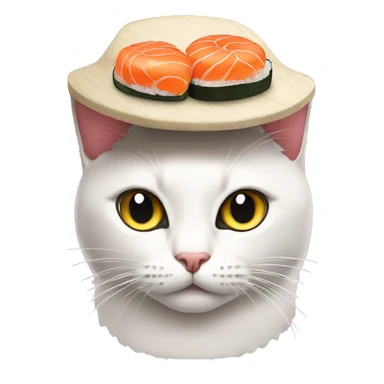 Cat wearing a sushi hat sticker