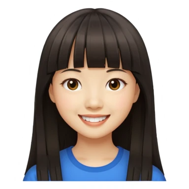 asian girl blunt fringe long hair sticker