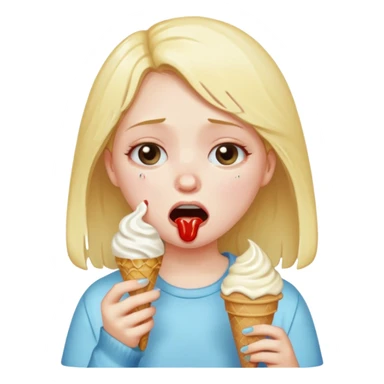 a crying girl eating ice cream after heartbreak sticker