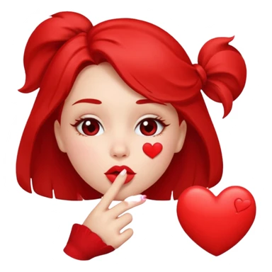 Emoji, girl's face blowing a kiss, puckered lips, small heart sticker