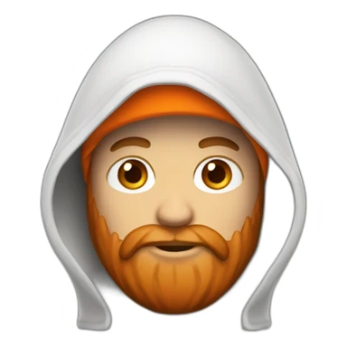 hooded white dude with a brown beard with an orange backwards hat sticker