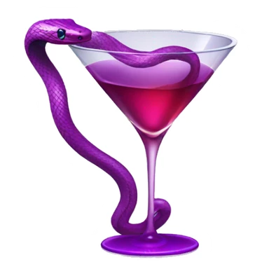 a snake wrapping around a martini glass in the form of a pharmaceutical logo in which is a violet-red liquid sticker