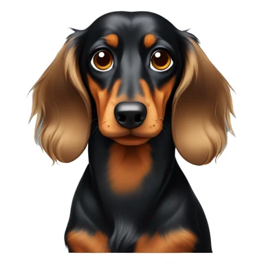 long haired black and tan dachshund giving side eye  sticker