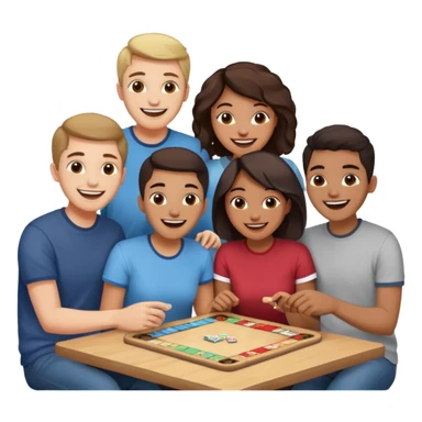 Four friends playing board game sticker