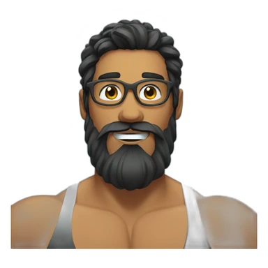 Swimmer googles muscles black hair and beard sticker